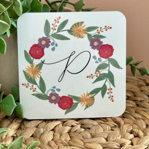 Floral Wreath Initial Coaster